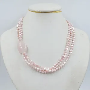 Girocollo Gioielli da sposa di lusso da donna. Collana con perle barocche naturali d'acqua dolce da 4 mm/pietra semipreziosa 19