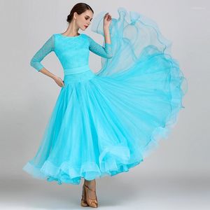 Stage Wear Lady Fashion Ballroom Dancing Dress Female Beautiful Flowers Lace Modern Dance Girls Compitition Costumes D-0169