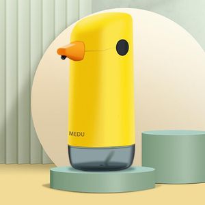 Liquid Soap Dispenser 220 ml Cartoon Duck Design Batterier Justerbar lagring ABS Automatisk induktion Hand Sanitizer 230411