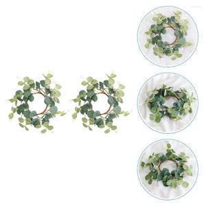 Flores decorativas 2 PCs Wrinalh Wreaths da porta da frente Berry Twig Table Rustic Decor Mini Pine Crafts Anel em casa verde