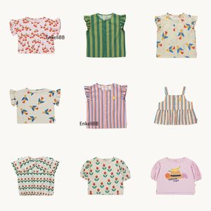 T-Shirts EnkeliBB Kleinkind Mädchen Lovely Summer T-Shirt 2023 TC Kids Arrivals Cartoon Short Sleeve Tees Cute Flower Print 230412