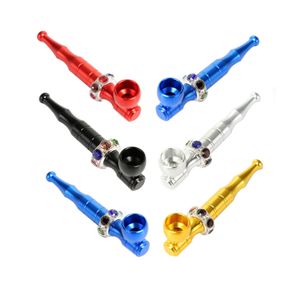 Mini Metal Tobacco Dry Herb Smoking Pipes with Diamond Mounted Detachable Portable Hand Pipe Smoke Puff Cigar Device