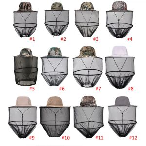 Mosquito Head Net Hat Textile Sun Hat with Netting Outdoor Hiking Camping Gardening Adjustable ss0412