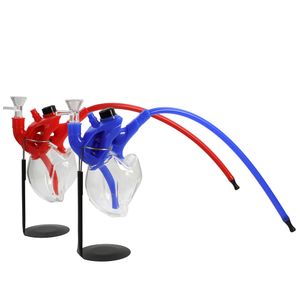 Hookahs YHSWE Silicone Heart Shape Hookah Glass Bong with Stand Holder Smoking Pipe Dab Rig