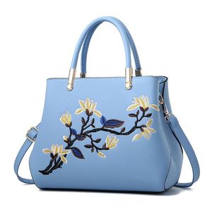 HBP Kadın Çanta Çantalar Pu Deri Totes Çanta Üst Saplı Nakış Crossbodybag Omuz Çantaları Lady Çanta Gökyüzü Mavi 1033