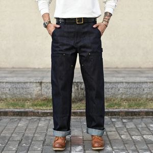 Jeans da uomo Sauce Zhan B01 Jeans da uomo Cimosa Jeans da lavoro in denim sanforizzato Salopette Cargo Doppio davanti Vestibilità ampia 14,5 Oz Non lavare 231110