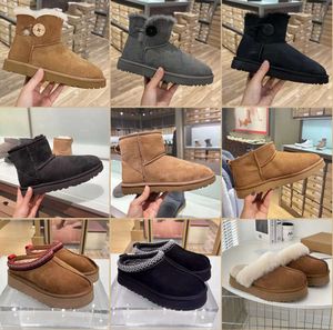 Designer Fluffy Snow Boots Mini Women Winter Slies Australia Tasman Platform UGGsity Boot Fur Slipper Ankle Wool Shoes Pelle di pecora GJ110