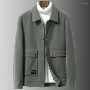 Mäns jackor retro corduroy herrbomberjacka vindbrytare långärmade märken lyx rockar koreanska mode militära hösttoppar