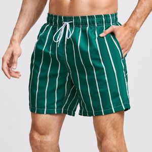 Herren Shorts 2023 Surfen Badehose Herren INS Grün Lose Gestreift Lässig Bademode Sommer Urlaub Bademode Bord Mit Gefüttert