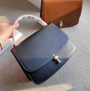 The Row 2023 New Sofia Handbag Fashions Versatile Ladies Bags Leather Tofu T-shaped Button Organ