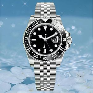 Luxury Mens Watch 116710 Presidential Watch GMT 40mm Classic Black Ceramic Ring Sapphire Luminous Business Watch 904l Rostfritt stål Rem Watch Luxury Presentlåda.
