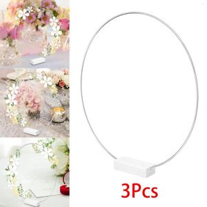 Dekorativa blommor 3st robust metall DIY Hoops Flower Wreath Garlandringar med bordstativ Baser Hantverk för bröllopscentrum Ornament