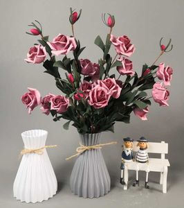 Vaser vit imitation rotting plastvas med nya midjeblommor vaser för hem vardagsrum dekoration vasen hem vas p230411