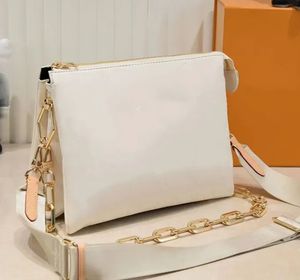 Bolsa transversal de couro com corrente de designer feminina de alta qualidade, bolsa simples e fácil de usar