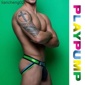 Underpants Playpump sexy jockstrap masculino algodão baixa corda tanga de roupa íntima gay u convexo respirável tanga hombre string lingerie w0412