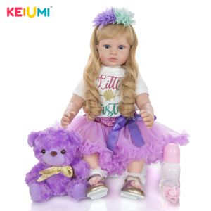 Dolls Limited Edition 24 Zoll Reborn Baby Doll 60 cm Silikon weich lebensecht geboren Lila Prinzessin Puppen für Kind Menina Brinquedos 230412