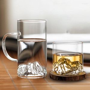 Vinglas med japansk stil Whisky Cup 3d Shallow Mountain Fashion Glass Guanshan Fuji Artwork Present Box Whisky