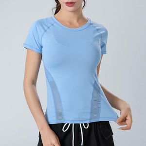 Active Shirts Quick Dry Yoga Top Damen Mesh Kompressionsshirt Sport T-Shirt Workout Tops Pilates Running Fitness Training Wear