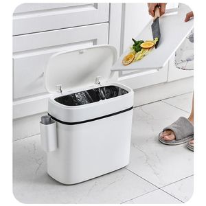 Waste Bins Press Type Garbage Bin 12L Kitchen Garbage Bin Waterproof Garbage Bin with Garbage Bag Holder Suitable for Home Bathrooms Kitchens 230412