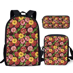 Ryggsäck Yikeluo Fashion Cartoon Little Daisy Design Messenger Bag Student Pencil Fall med dragkedja blommig tryckt ryggsäck