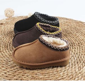 Crianças Criança Tasman Chinelos Uggies Trança Sandálias Tazz Sapatos de Bebê Pele de Castanha Slides Pele de Carneiro Shearling Clássico Ultra Mini Bota Winter Mules Austrália Sapatos B319