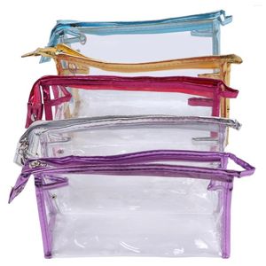 Caixas de armazenamento 5 Pçs / set Transparente Saco de Cosméticos Transparente PVC Impermeável Maquiagem Bolsa de Higiene Pessoal com Alça para Casa Banheiro Suprimentos de Viagem