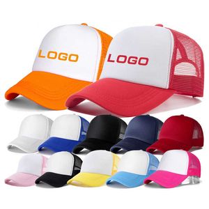 Ball Caps New Style Wholesale Polyester Custom Baseball Cap DIY Print Team Hat Adult Summer Dad Mesh Net Trucker Hat For Men P230412