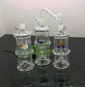 Rökande rör mini vattenpipa glas bongs färgglad metallform 8 diamantformad glas vattenflaska