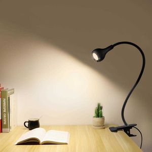 Lampy biurkowe 5 V USB Zasilanie Lampa LED Elastyczne badanie czytanie Światła światła Oczy Lampa stołowa z klipsem do oświetlenia w sypialni do domu P230412