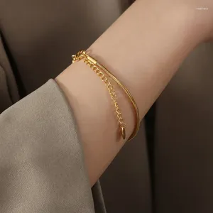 Link Bracelets ALLME Dainty Round Herringbone Chain For Women Man Unisex 18K Gold PVD Plated Stainless Steel Bracelet Gifts