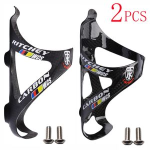 Water Bottles Cages 2Pcs full Carbon Fiber Bicycle Water Bottle Cage MTB Road Bike Bottle Holder Ultra Light Cycle Equipment matteglossy 230412