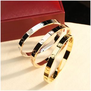 Bracciale in titanio per amante Designer di gioielli Donna Uomo Moda Lusso Vite Bracciale dell'amicizia placcato oro Argento Bracciale per unghie design in oro rosa 4 CZ Taglia 16-21