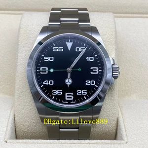 2023 QC Check Luxury Herr Air King Watch Ny 126900 Full Condition Black Dial 40mm Automatisk Mekanisk Rörelse Vattentålig Klocka