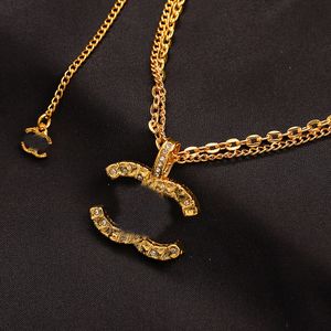 Дизайнерские позолоченные ожерелья с буквой C из 18-каратного золота, цепочка из хрусталя, горный хрусталь, колье из нержавеющей стали, фирменные ожерелья для женщин, ювелирные изделия для свадебной вечеринки, подарки для пар