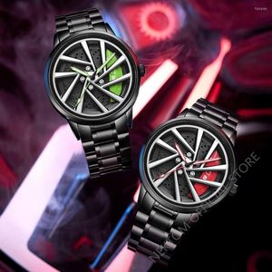 Wristwatches Original 3D Real Man Watches Waterproof Rotate Watch Car Rim Quartz Men's Sports 360° For Men Clock Mens