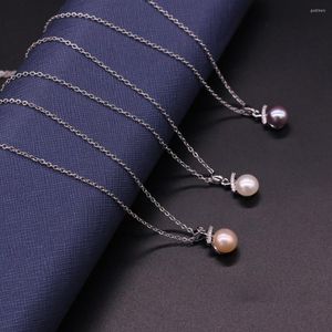 Chains Bread-shaped Pearl And Diamond DIY Craft Necklace Jewelry Making 45cm Stainless Steel Chain Box-purple