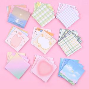 Vintage Set Paper Momo Pads Cute Kawaii gradient halo kratę siatkę kratę lepki notatka post notatnik biurowy