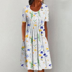 Sukienki swobodne kobiety letnia sukienka 2023 Floral Beach żeńska fileta z krótkim rękawem vestidos seksowna sundress