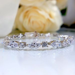 Bracciale rigido con diamanti Moissanite di lusso Braccialetti da sposa in argento sterling 100% reale 925 per gioielli da festa di fidanzamento da donna