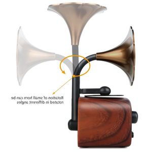 Freeshipping retro trumpetstil Bluetooth -högtalare trådlös stereo subwoofer musiklåda trälehögtalare med mic fm radio tf för telefon pewlh