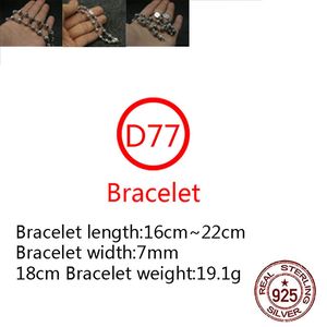 D77 S925 Bracciale in argento sterling Fashion Letter Personalizzato Vintage Cross Flower Ball Punk Hip Hop Style Lover Gift