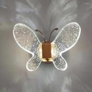 Lâmpadas de parede LED Lâmpada de cristal Luxury Butterfly Design Decoração de arande