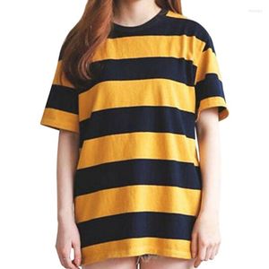 Women's T Shirts Black Yellow Striped Shirt For Women 2023 Summer Vintage Hip Hop Tops Tee Ladies Short Sleeve Tshirt