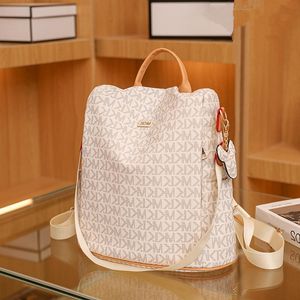 Factory wholesale ladies shoulder bags 2 colors college wind contrast leather student bag double zipper decorative fashion backpack retro letter backpack 643#