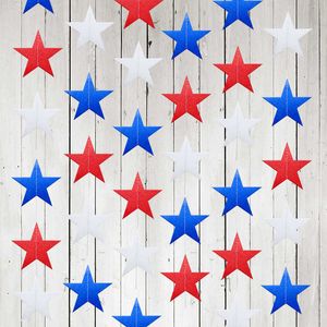 Nyhetsartiklar 4m Red White Blue Star Paper Banners American Independence Day USA 4 juli Party Decoration DIY Hanging Bunting Garland Flag Z0411