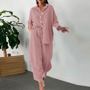 Women's Two Piece Pants Women 2 Retro Cotton And Ladies Pant Suits For Business Suit Woman Jumpsuit & Romper Elegant