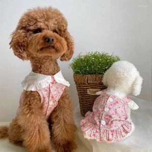 Dog Apparel Clothes Summer Cool Dress Pink Floral Skirt Scalloped Ddges Pet Shirt Girls Small Medium Chihuahua Puppy Clothing