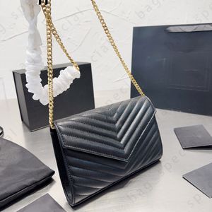 Luxur Designer Bag Cassandre axelväskor kuverthandväskor kedja Cross Body präglad läderplånbok