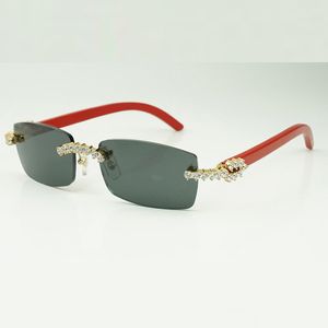 5,0-mm-Sonnenbrille aus Diamantholz 3524012 mit naturroten Holzbeinen und 56-mm-Gläsern