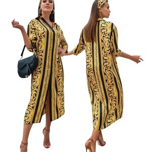Винтажное платье-рубашка, женское модное платье-карандаш с отворотом и длинным рукавом с тюрбаном, бесплатная доставка